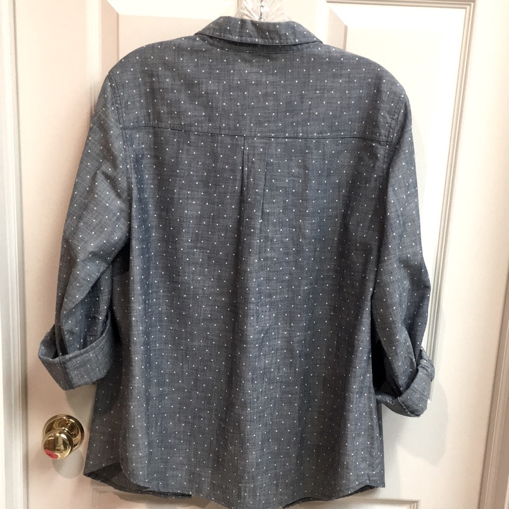 100% Cotton Polka-Dot Tailored Blue/Grey Shirt - Picture 2 of 8